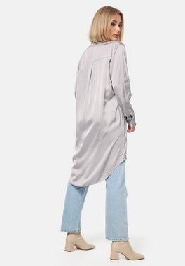 PM SELECTED Longbluse PM-07 (Elegante Satin Light Oversize Business Long Bluse in Einheitsgröße)