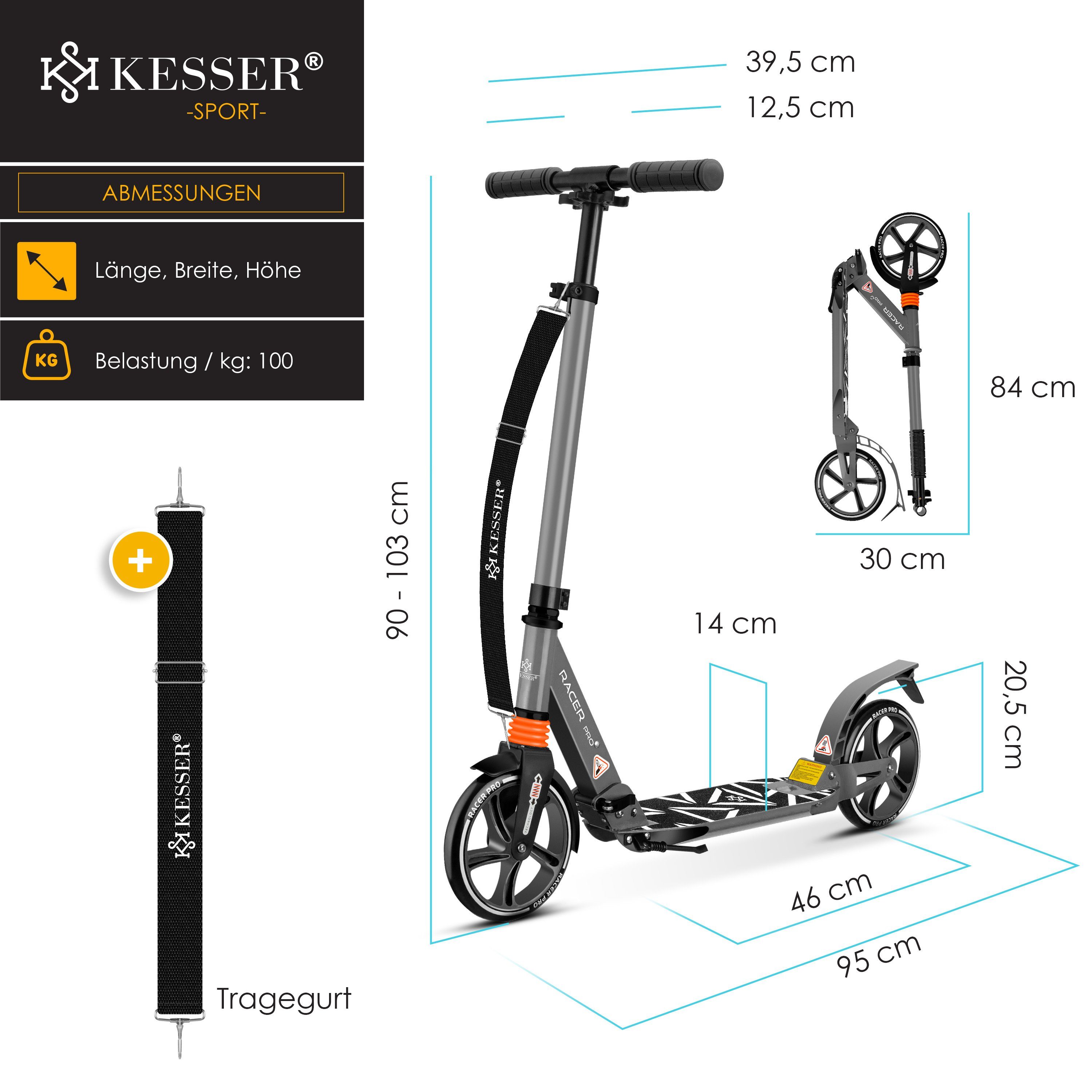 KESSER Scooter, Cityroller Scooter 205mm Räder PU Big Wheel Pro-S Tretroller