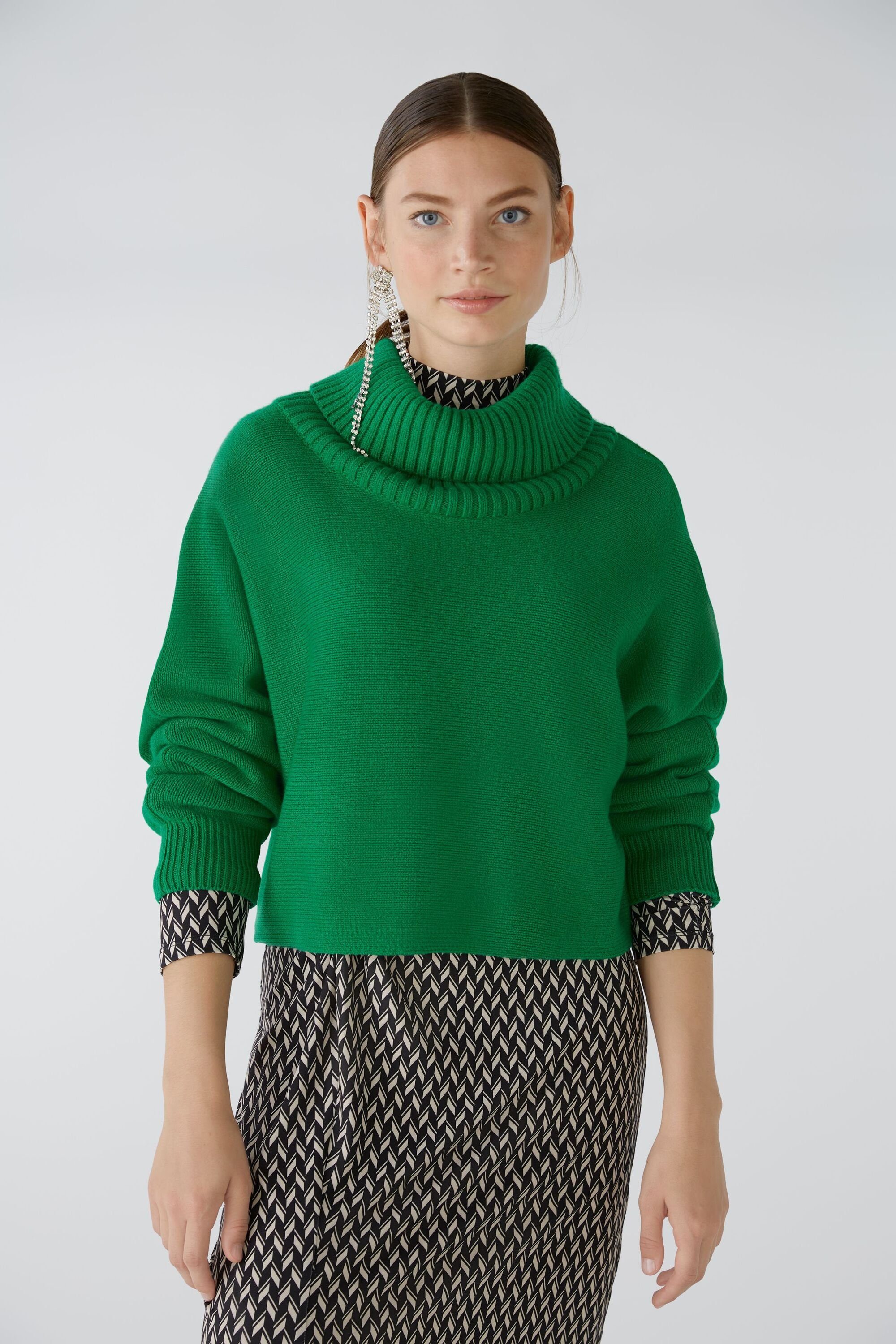 Oui Pullover Strickpullover Wollmischung green