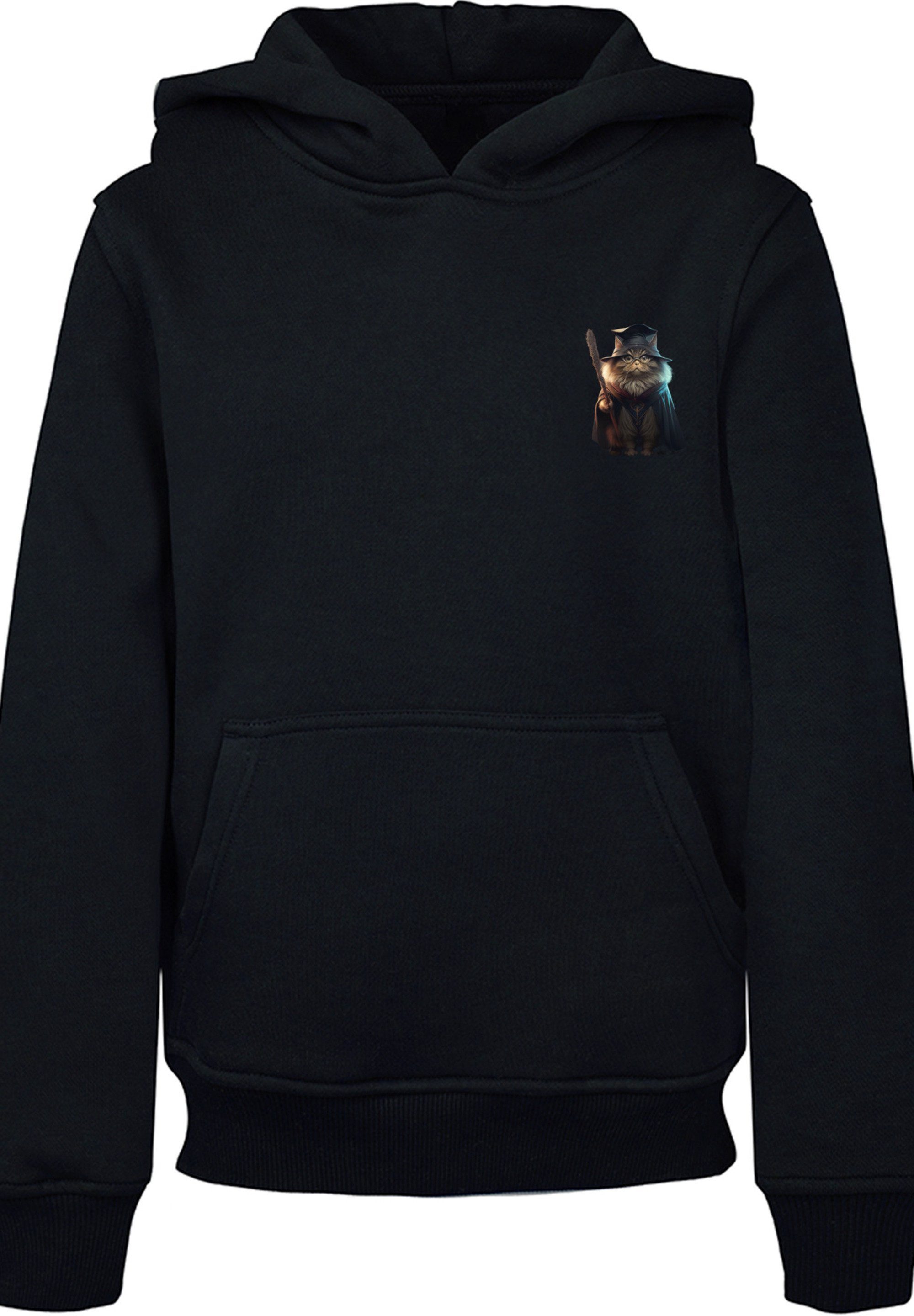 HOODIE Wizard F4NT4STIC Kapuzenpullover schwarz Cat UNISEX Print