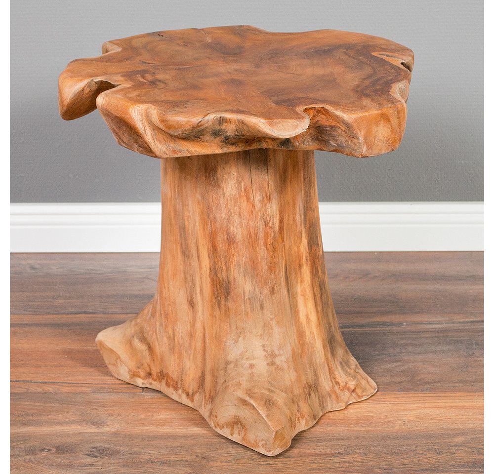 LebensWohnArt Beistelltisch Massivholz Teak Beistelltisch MELAYA Natural ca.D 45cm Unikat