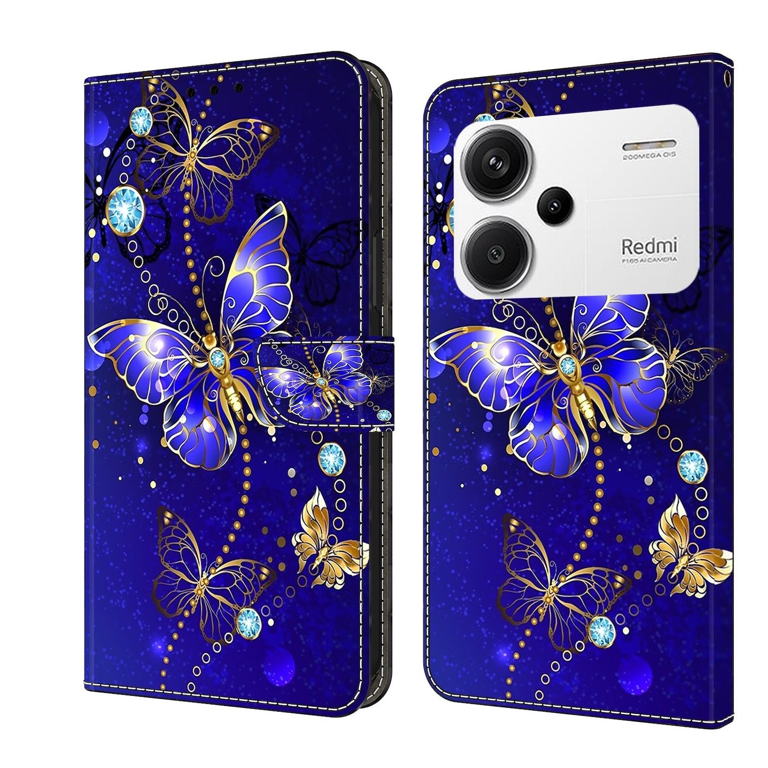 Wigento Handyhülle Für Xiaomi Redmi Note 13 Pro Plus Kunst-Leder Book Tasche Motiv 16