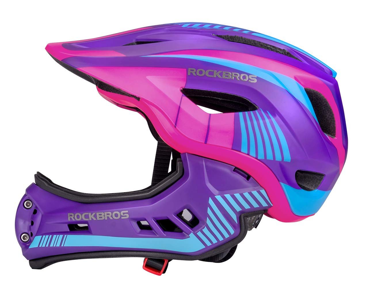 ROCKBROS Kinderhelm Integriert Fahrradhelm Kinder Jugend Fullface Helm (S 48-53cm M 53-58cm, 1-tlg), mit Abnehmbarem Kinnschutz BMX MTB Downhill Helm