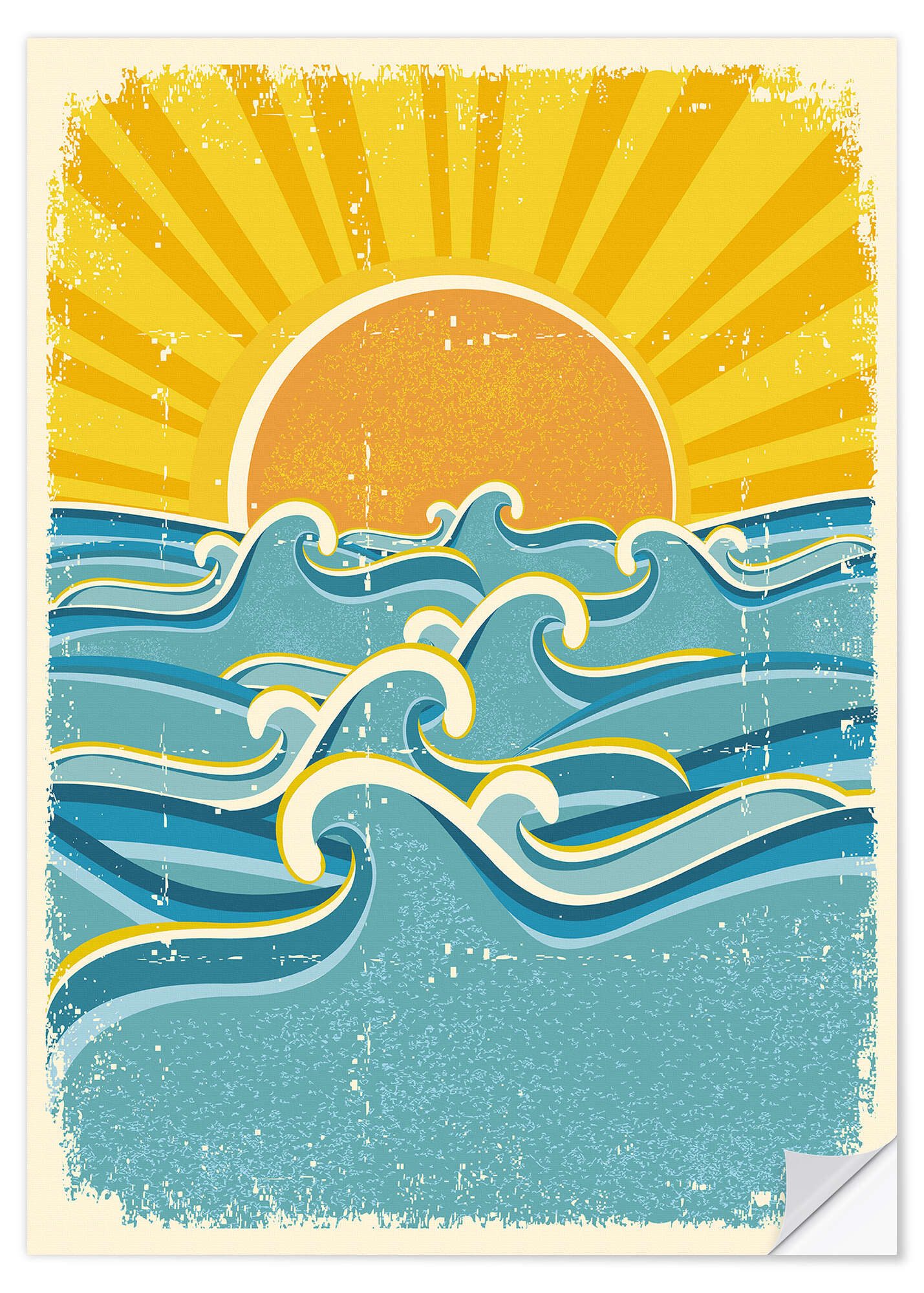 Posterlounge Wandfolie Editors Choice, Sonnenaufgang über dem Meer, Badezimmer Vintage Illustration