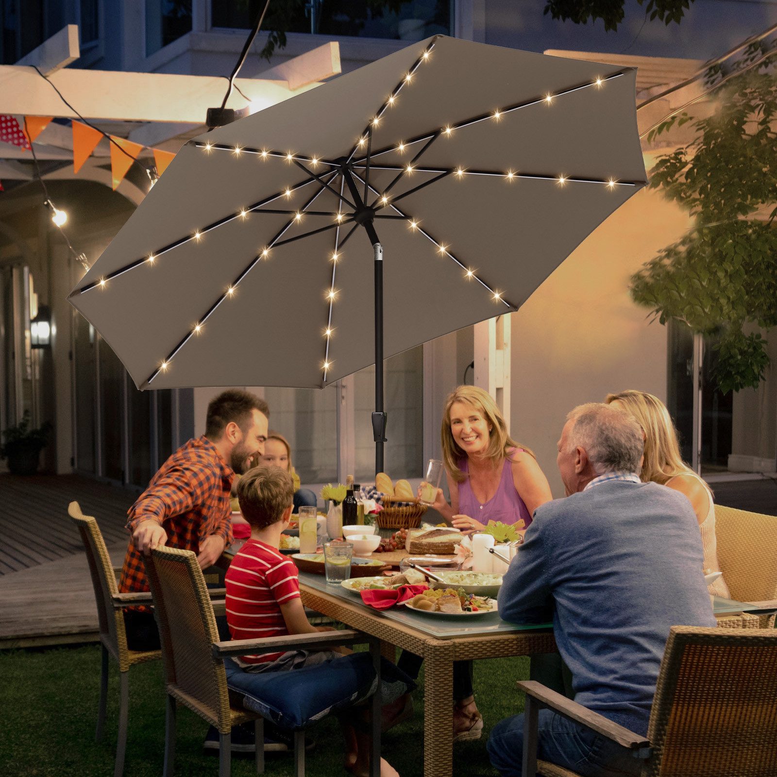 Sekey Sonnenschirm 3m Marktschirm mit Kurbel, Gartenschirm, 8 Streben, Sonn günstig online kaufen