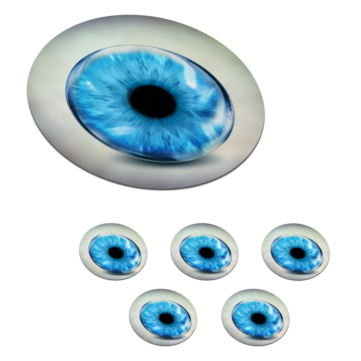 MuchoWow Glasuntersetzer Blaues Auge im Glas, Zubehör für Gläser, 6-tlg., Getränkeuntersetzer, Tassenuntersetzer, Korkuntersetzer, Tasse, Becher