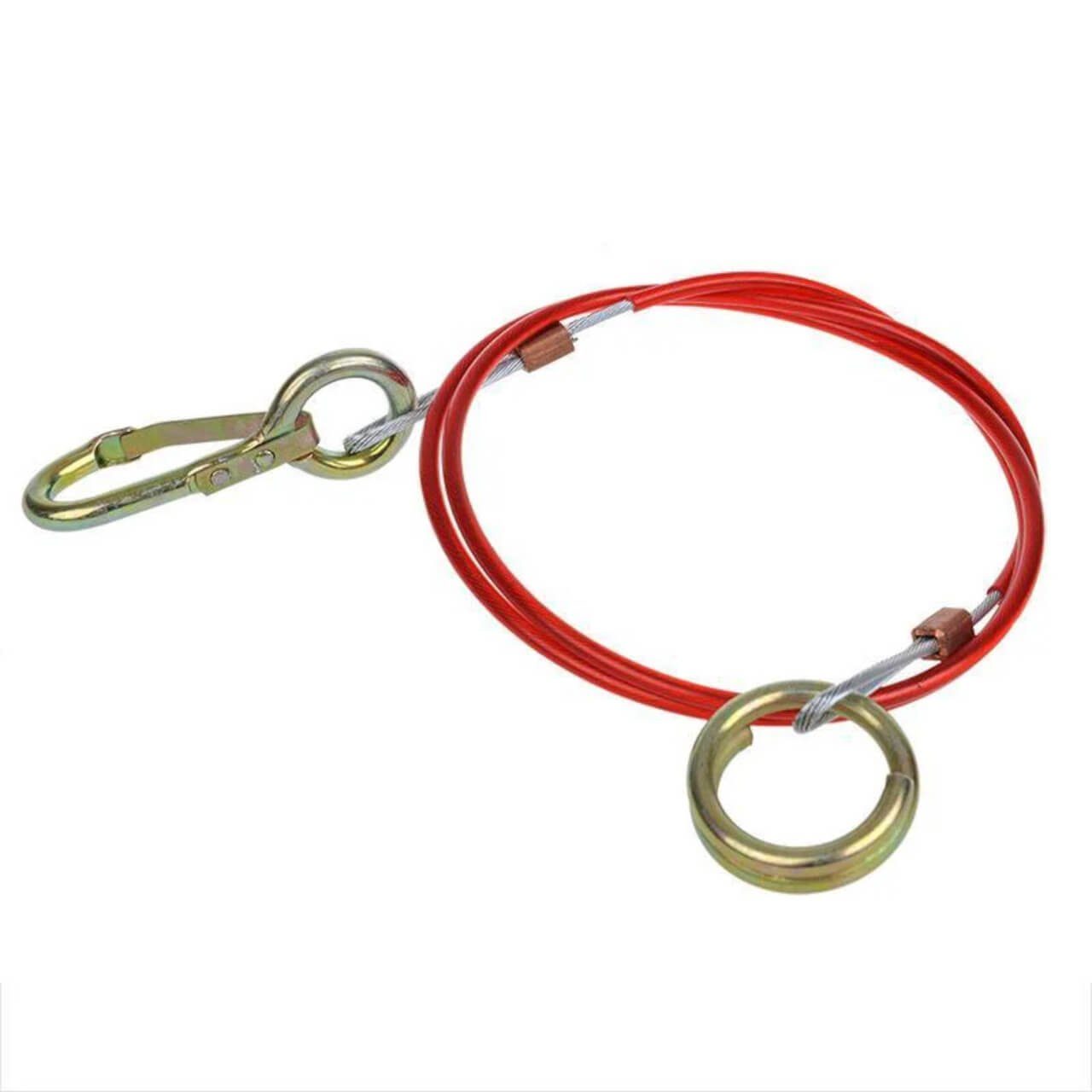 ProPlus Anhänger-Abstellstütze Abreißseil mit Ring und Karabinerhaken 1 Meter im Blister, Anhängerseil Stahlseil Sicherungsseil Fangseil