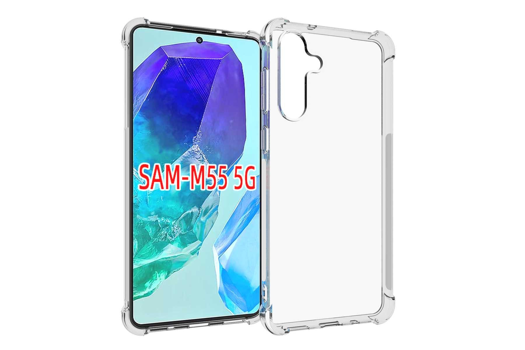 mtb more energy Smartphone-Hülle Clear Armor Case für Samsung Galaxy M55 5G, Transparente TPU Schutzhülle Case Backcover mit Anti-Shock Verstärkung