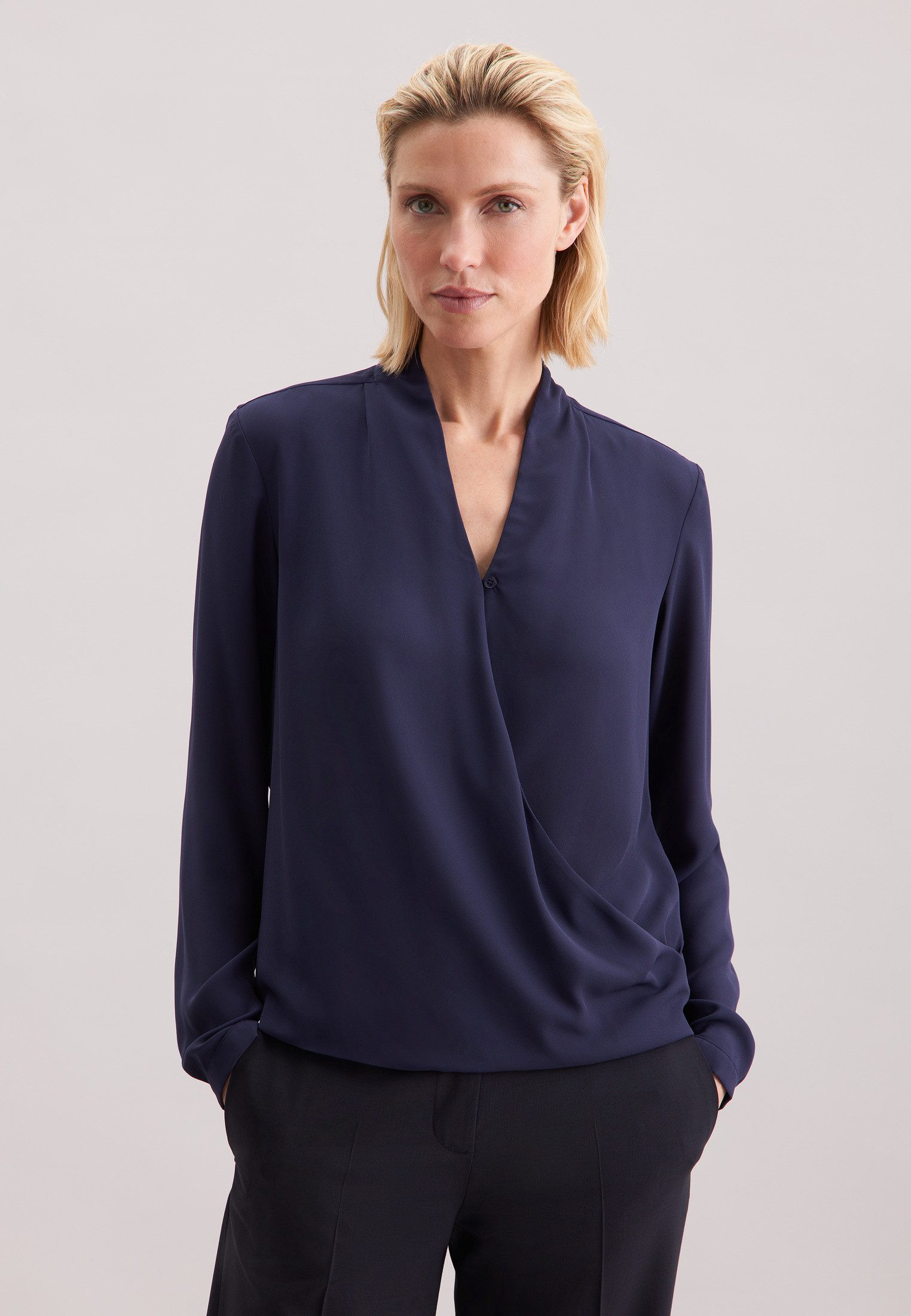 seidensticker Wickelbluse Schwarze Rose Langarm V-Neck günstig online kaufen