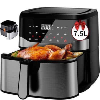 JOEAIS Heißluftfritteuse 7.5L Air Fryer Ohne Öl mit LED-Touchscreen Heizluft Frituese, 1700,00 W, Airfryer Einstellbare Zeit/Temperaturregelung für Luftbraten, Braten