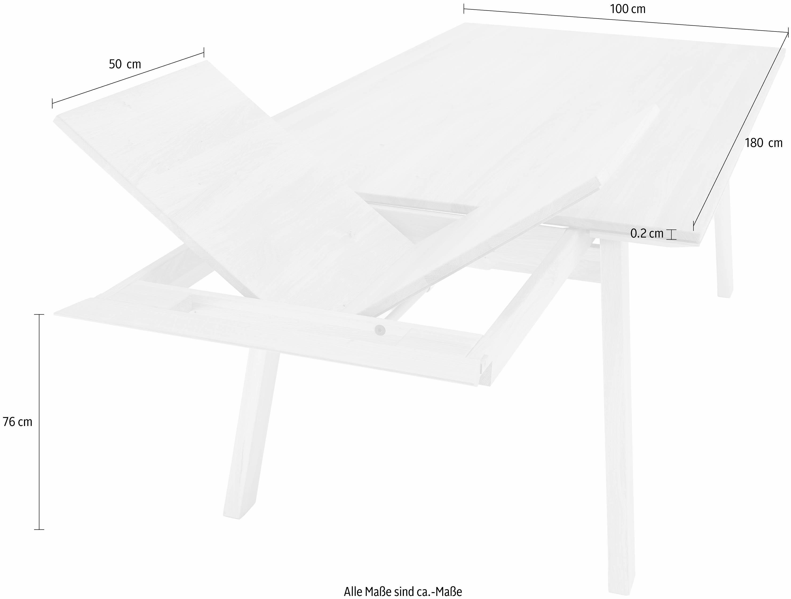 Tischplatte massiver SITZMÖBEL Auszugsfunktion, Wildeiche NIEHOFF Esstisch, aus mit