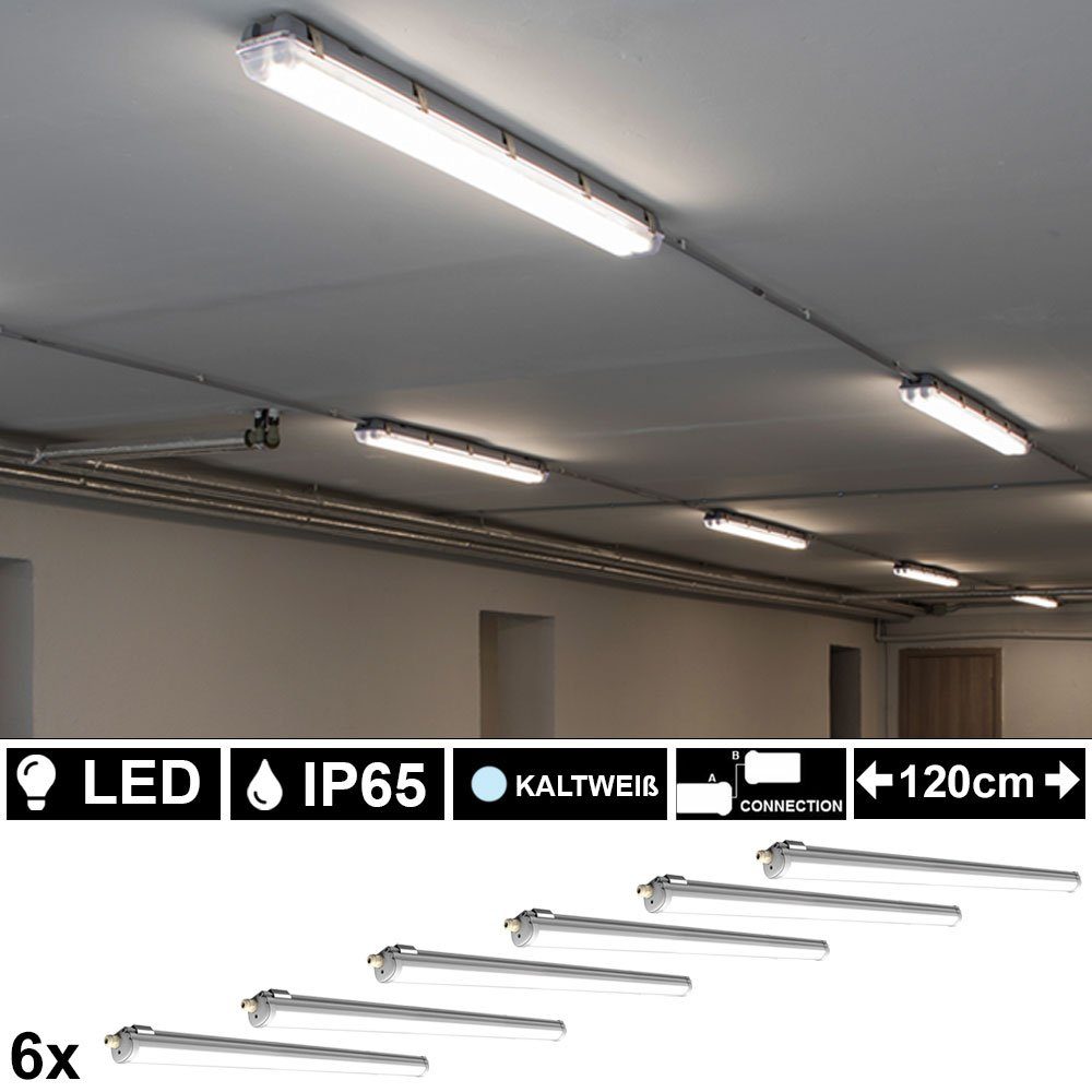 etc-shop LED Deckenleuchte, LED-Leuchtmittel fest verbaut, Kaltweiß,  Tageslichtweiß, 6er Set 36 Watt SMD LED Wannen Röhren Leuchte Werkstatt  Tageslicht