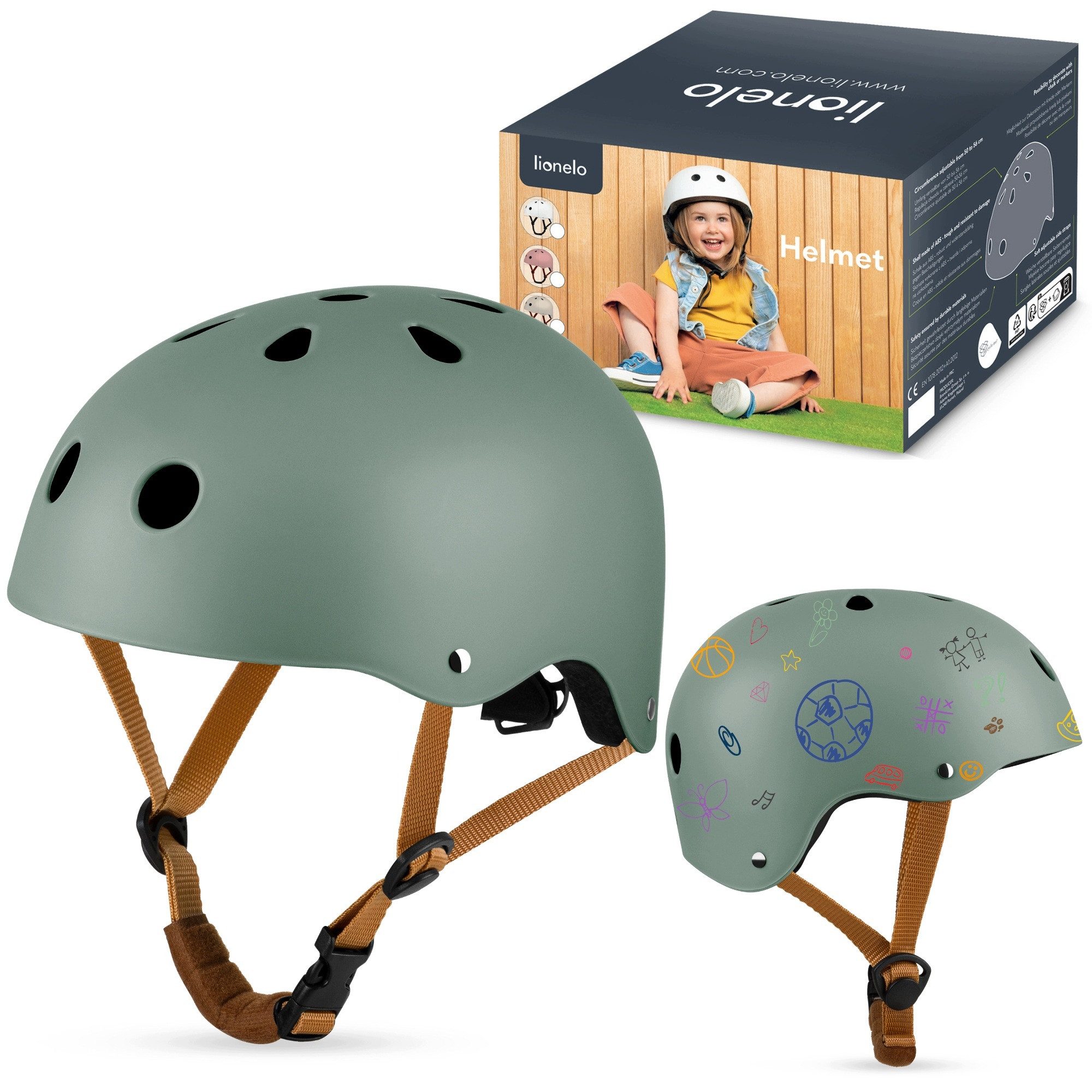 lionelo Kinderhelm Lionelo Helmet, 50-56cm/INTERTEK/Kann mit Markern dekoriert werden