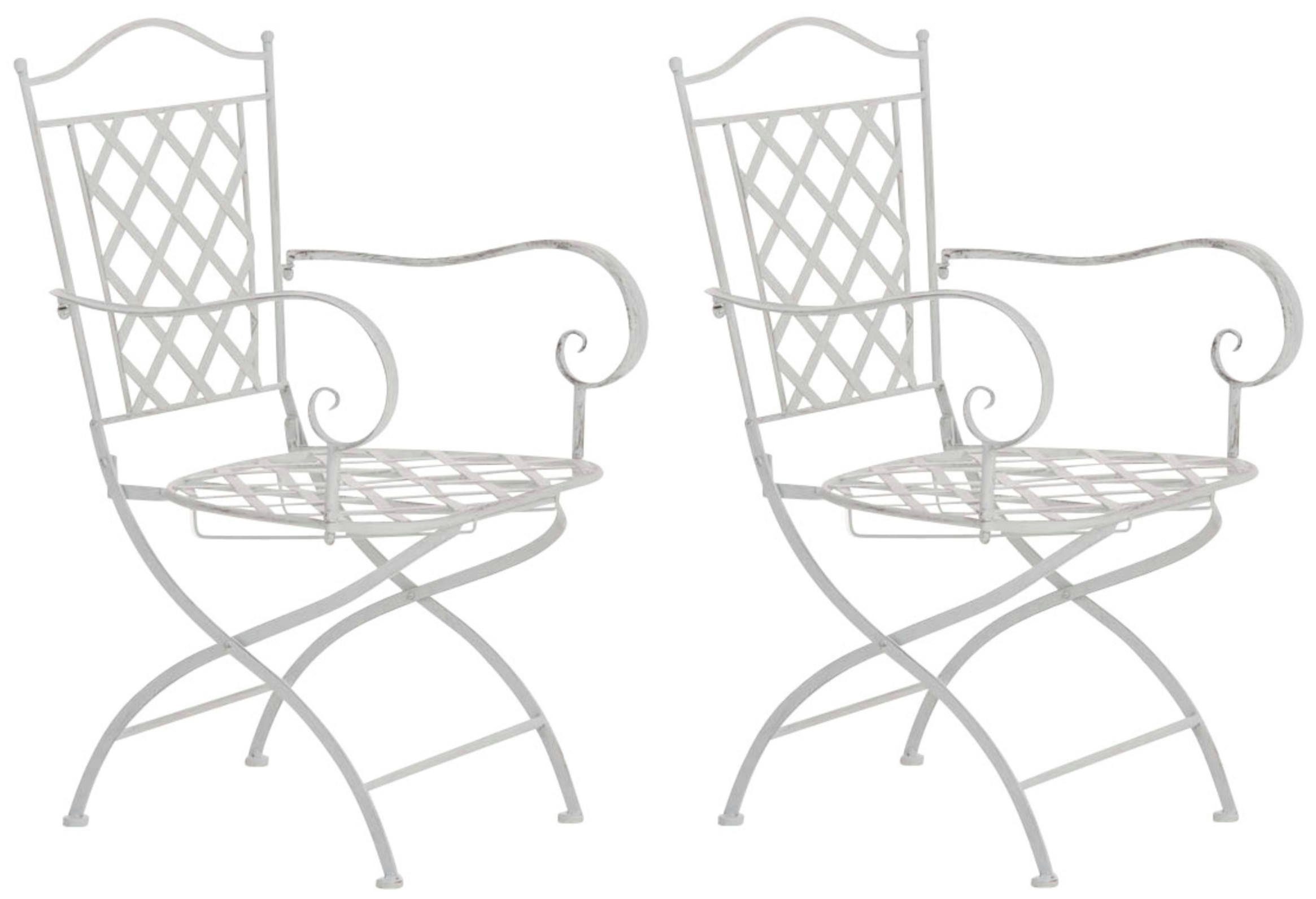 CLP Gartenstuhl Adara (2er Set), handgefertigter Gartenstuhl aus Eisen antik weiß