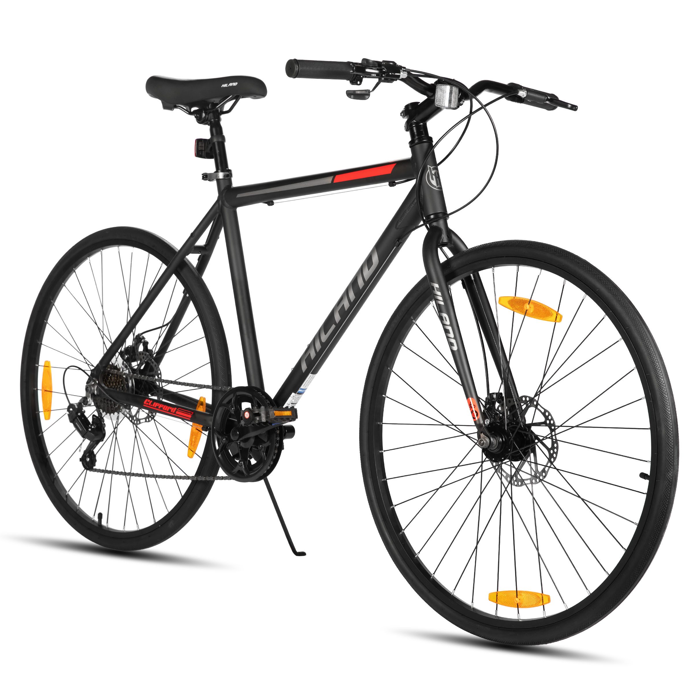 HILAND Rennrad 700C Herren- und Damen-Rennrad, 28-Zoll-Leichtbau-Pendlerrad, Rahmen aus Aluminiumlegierung, 7-Gang-Doppelscheibenbremsen