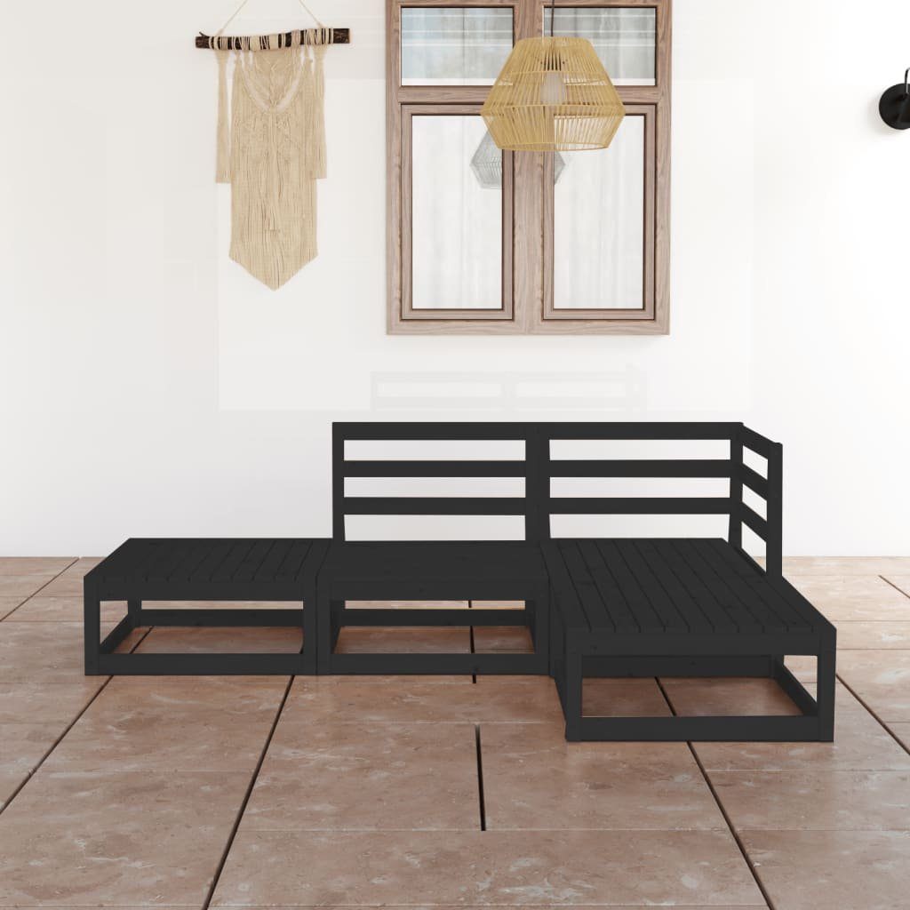 Kiefer, Garten-Lounge-Set Gartenlounge-Set (1-tlg) vidaXL Schwarz Massivholz 4-tlg.