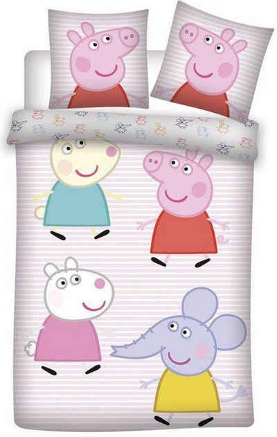 Kinderbettwäsche Peppa Pig Wutz Schwein Kinder Bettwäsche Set Mädchen Rosa Baumwolle Wendebettwäsche