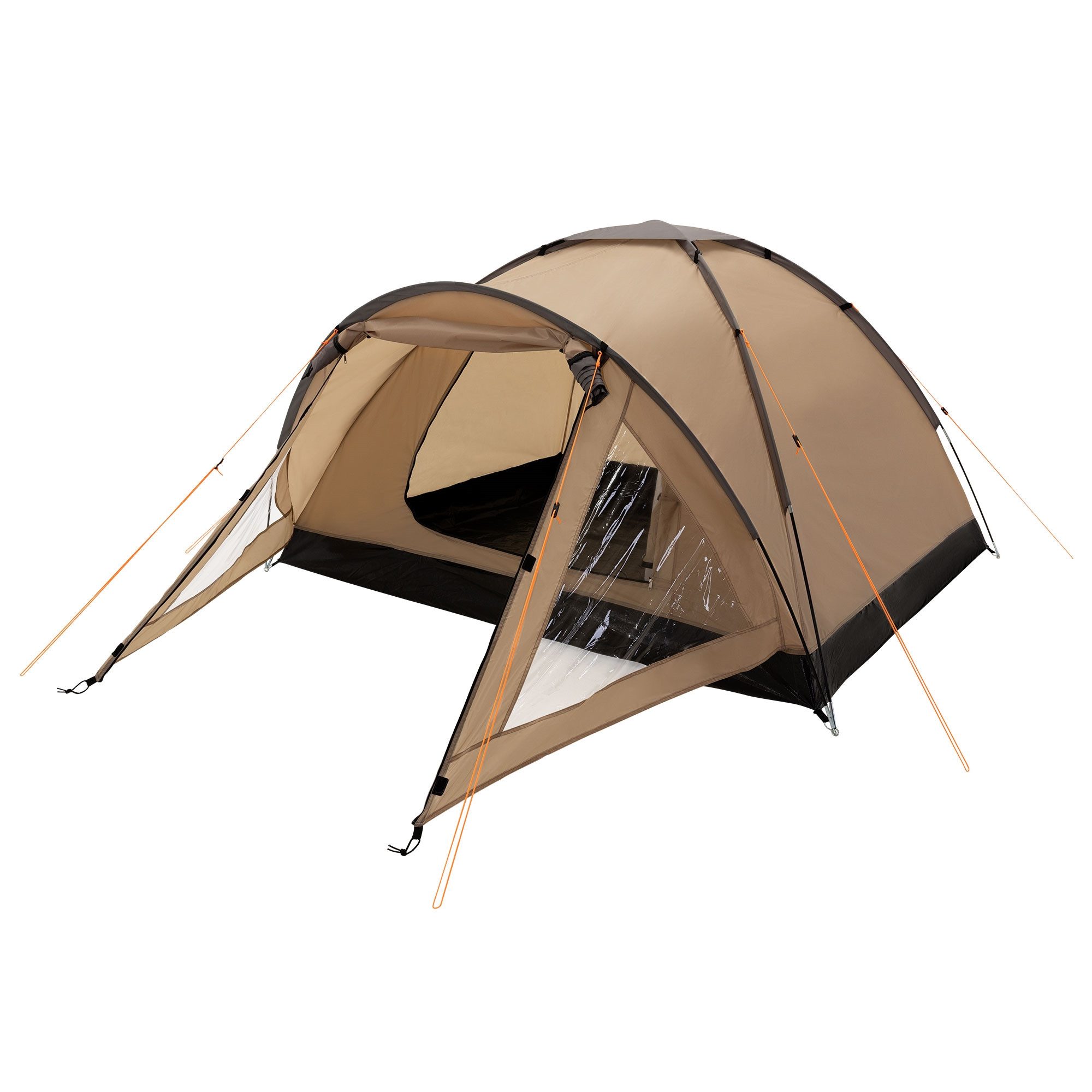 ECD Germany Igluzelt Campingzelt für 3 Personen 210x180x120 cm Beige-Grau wasser/winddicht, Personen: 3, Kuppelzelt 210x180x120cm Khaki/Beige-Grau Familienzelt mit Moskitonetz