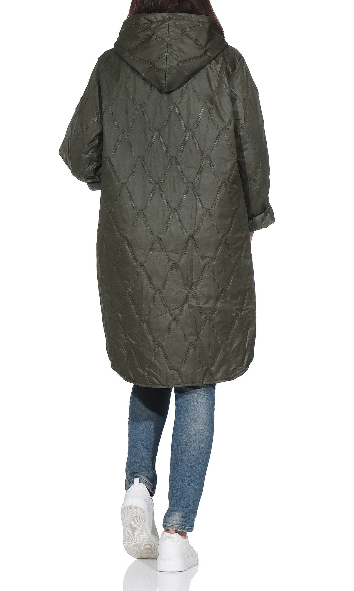 simaranda Langjacke Steppjacke lang stylischer Trenchcoat 5343 mit Kapuze
