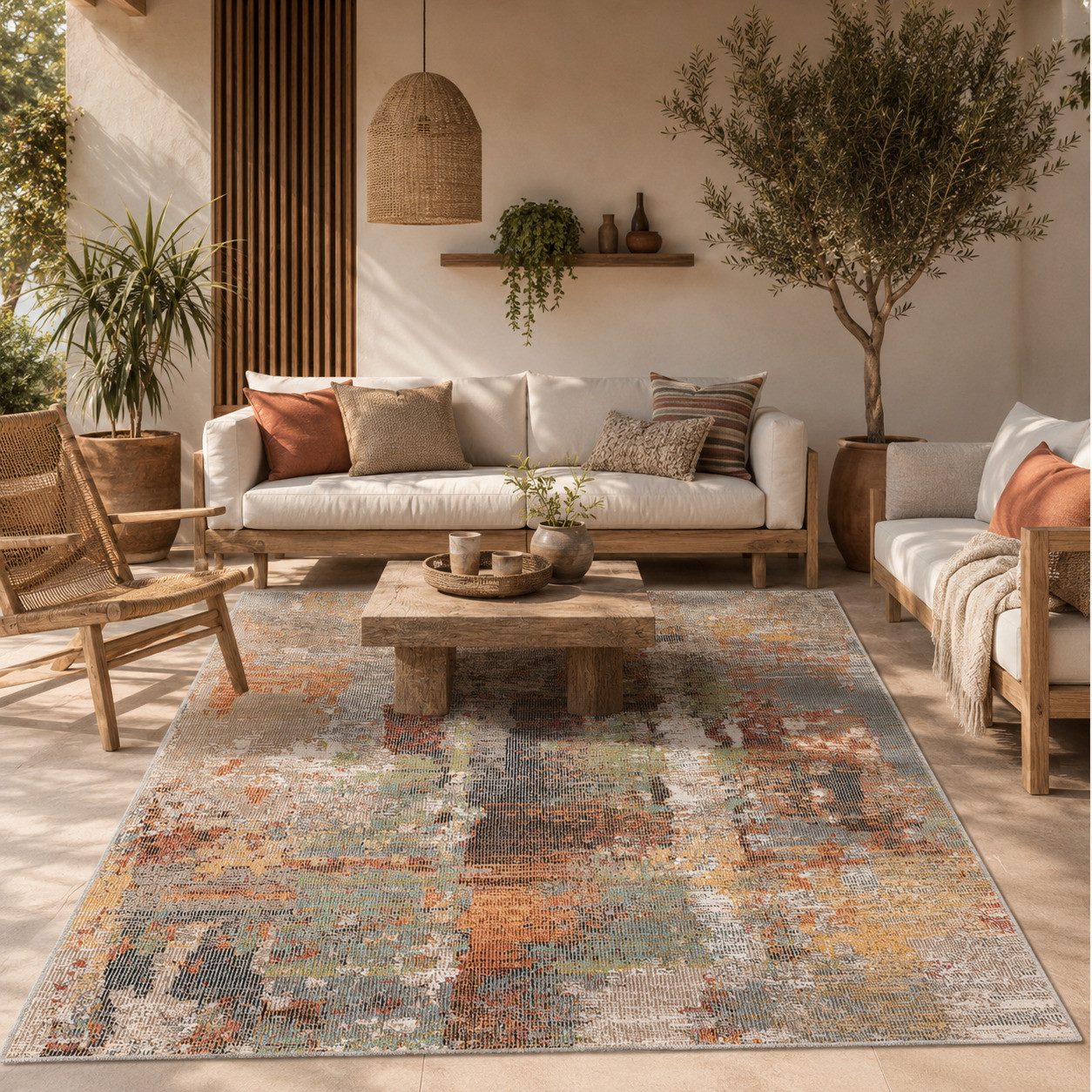 Pergamon Outdoorteppich Designer In und Outdoor Teppich Vintage Muster, Rechteckig, Höhe: 4 mm