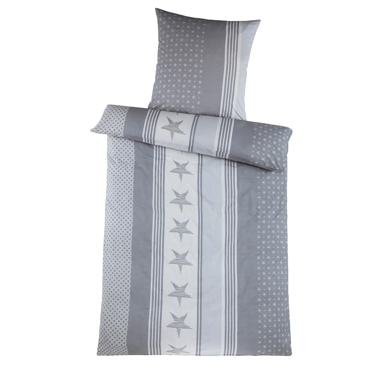 Holiday Heimtex Bettwäsche MASHA, 135 x 200 cm, Dunkelgrau, Hellgrau, Baumwolle, 2 teilig, mit Reißverschluss