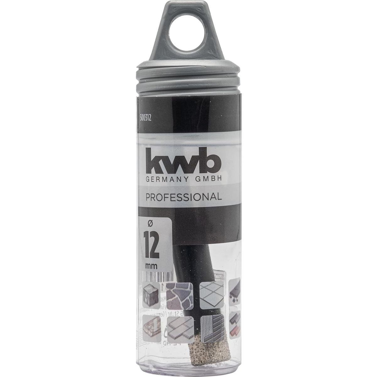 kwb Bohrer- und Bit-Set Fliesenbohrer 6-Kant,12 mm, Diamant Fliesen-Loch-Bohrer für Bohrmaschinen, Lochsäge mit E 6.3-