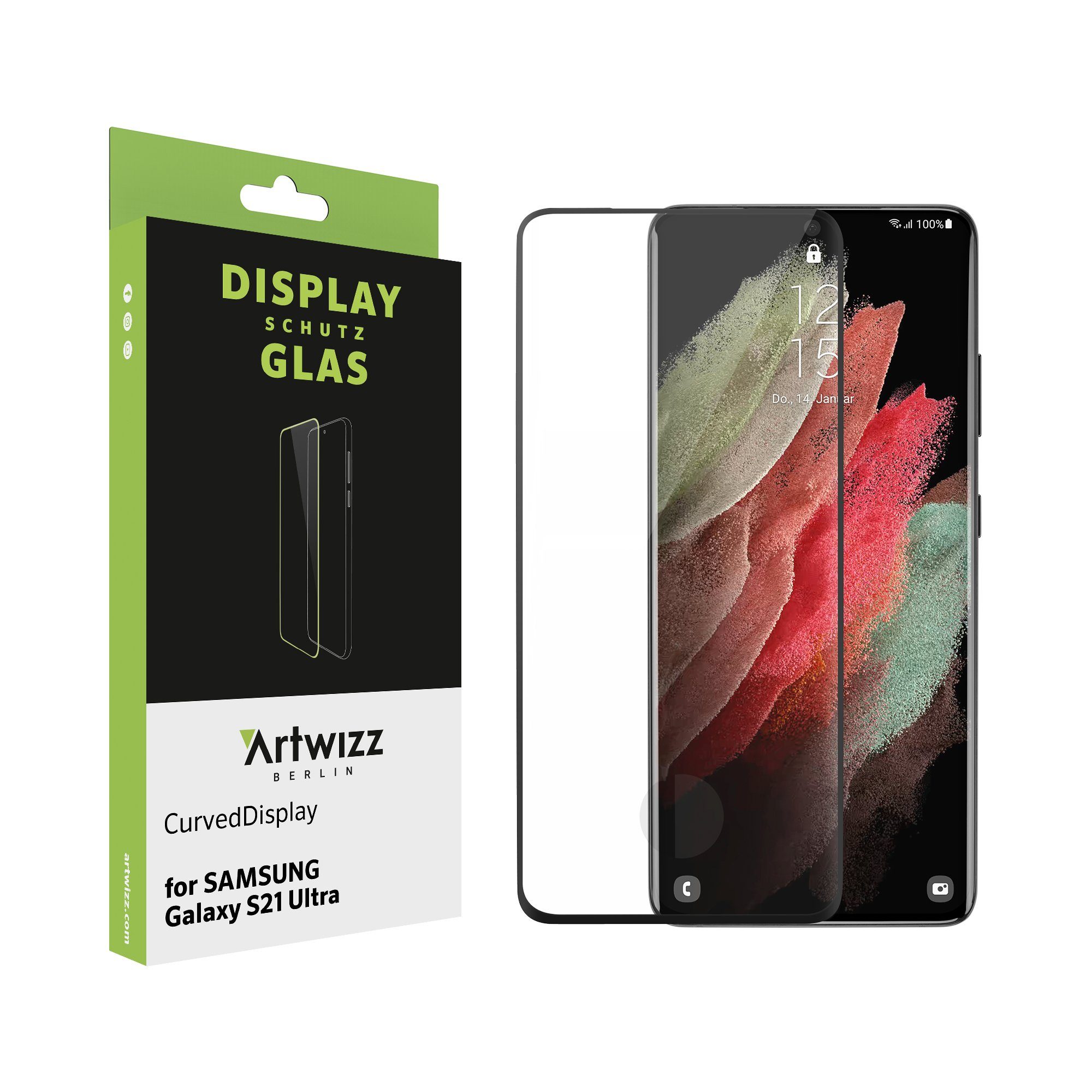 Artwizz Schutzfolie CurvedDisplay Displayschutz mit vollflächiger Abdeckung, Samsung Galaxy S21 Ultra