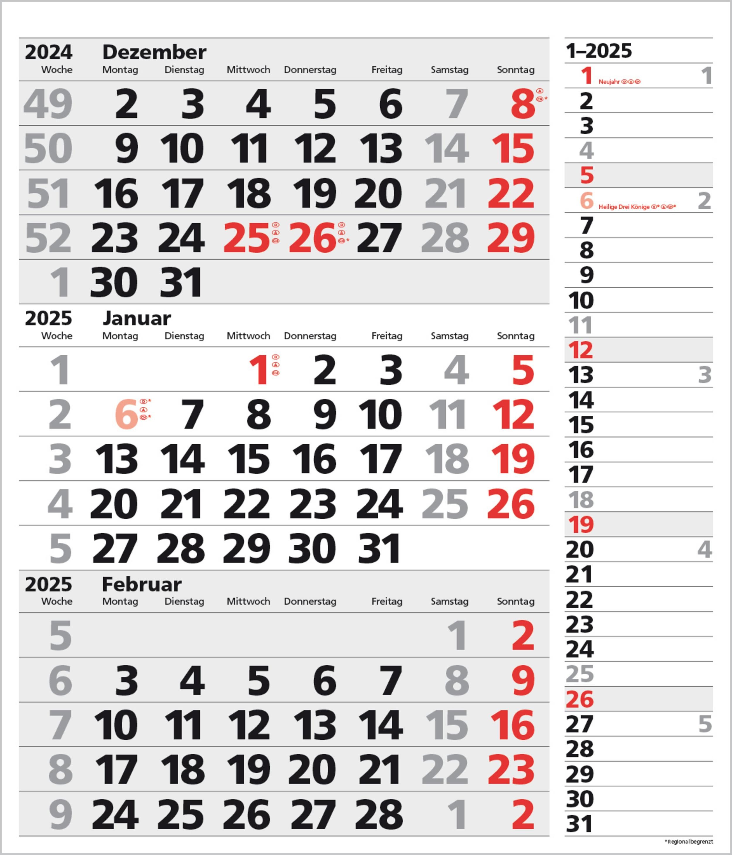 Korsch Verlag Terminkalender 3-Monats-Planer XL Combi 2025