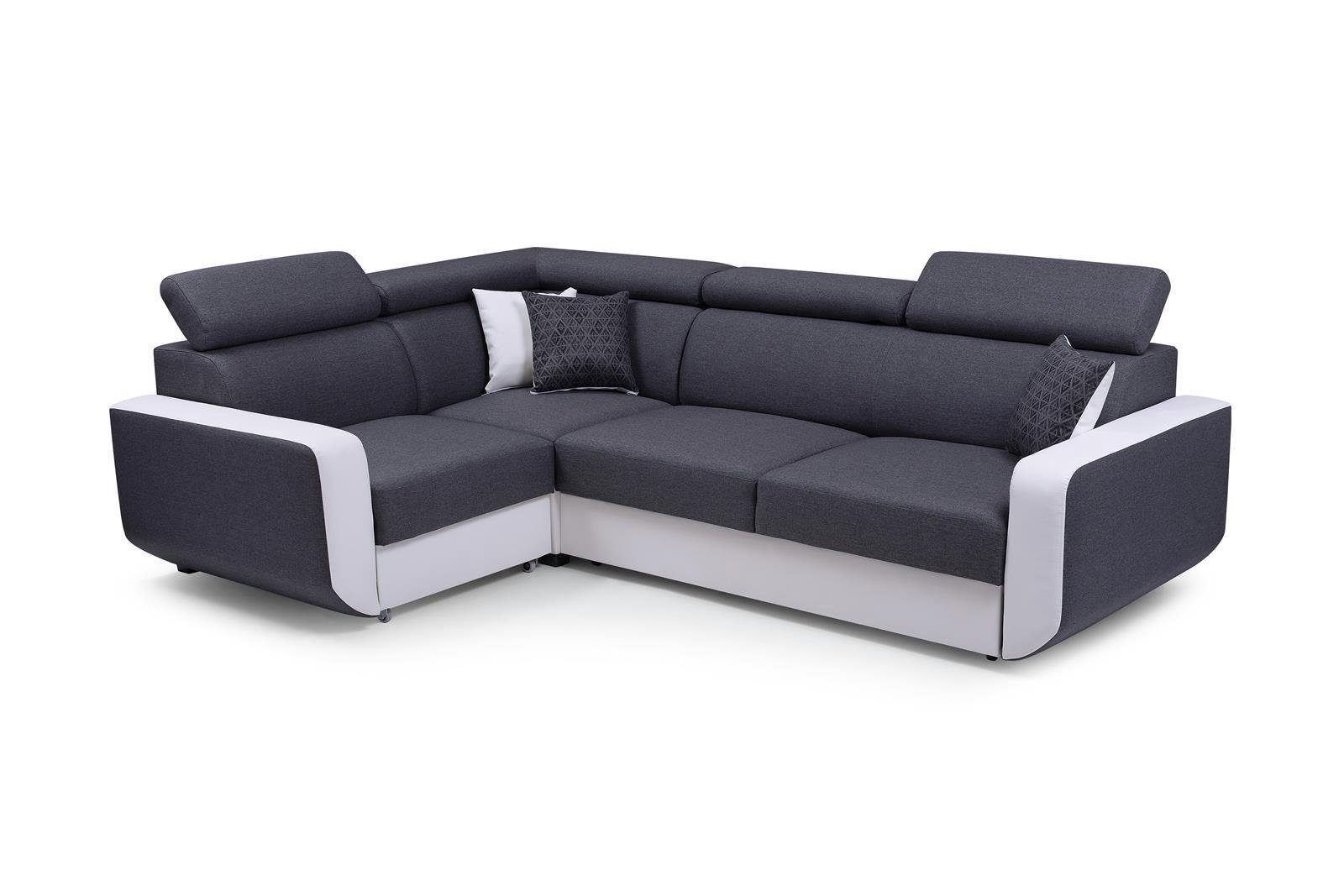 Beautysofa Ecksofa Ecksofa MILO mit Schlaffunktion und Bettkasten Polstersofa, Modern Design