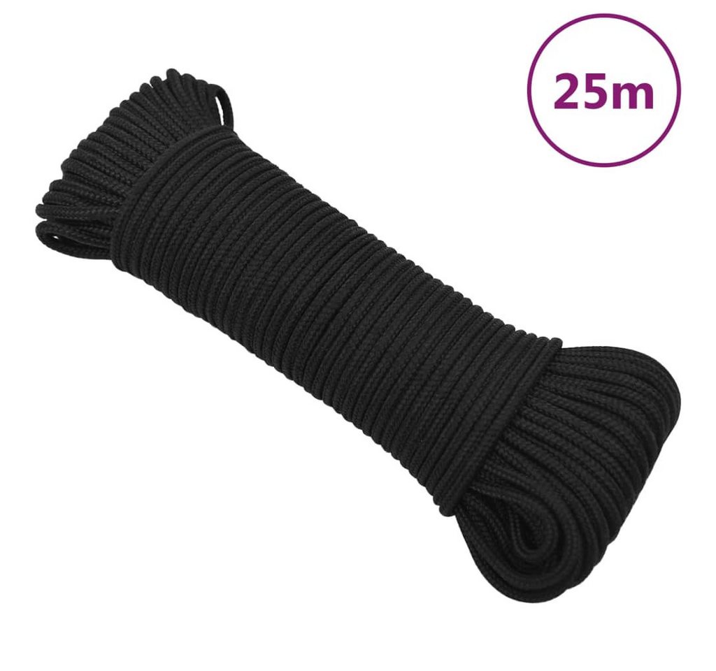 Thumbnail - vidaXL Seil, Bootsseil Schwarz 3 mm 25 m Polypropylen