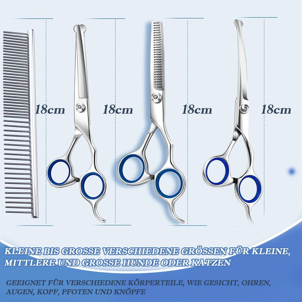 TUWENA Tierhaarentferner Hundeschere Set mit Runder Sicherheitsspitze, Fellschere Hunde Set, Edelstahl Katze Fellpflege Schere für Fellpflege Hund Katze Haustier