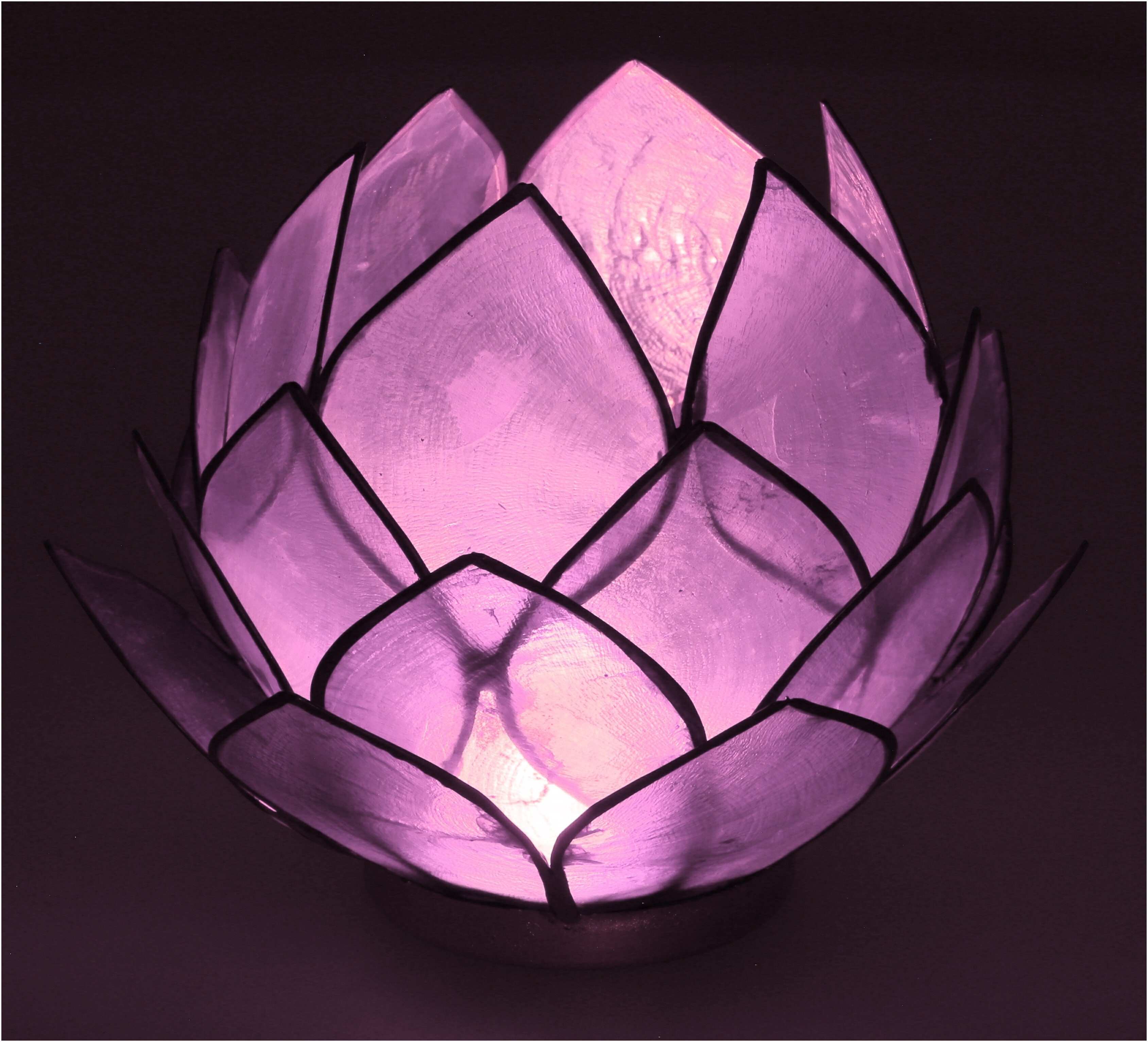 Guru-Shop Windlicht Lotus Teelicht Muschel 14*10 cm - dunkellila