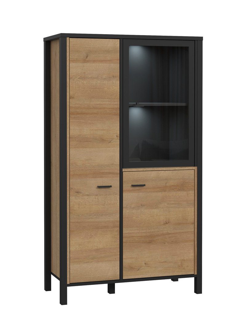 expendio Highboard »Hector 12«, Schwarz / Riviera Eiche Nb. 87x153x41