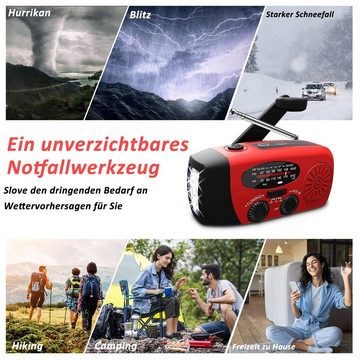 CALIYO Notfall-Solarradio, Solar Selbstbetriebenes Kurbelradio Radio (Laden Sie Ihr Telefon auf, Radio, anstrahlend, Solar, mit LED-Taschenlampe, Radio für Notladung von Smartphone)