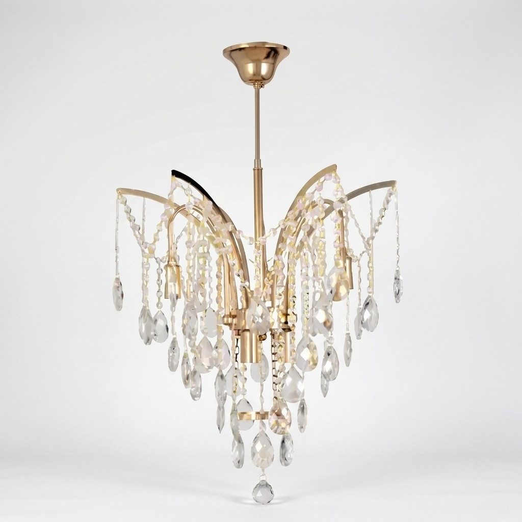 JVmoebel Kronleuchter Eleganter Kronleuchter aus Metall mit filigranem Design in Gold, Leuchtmittel wechselbar, Made in Europa