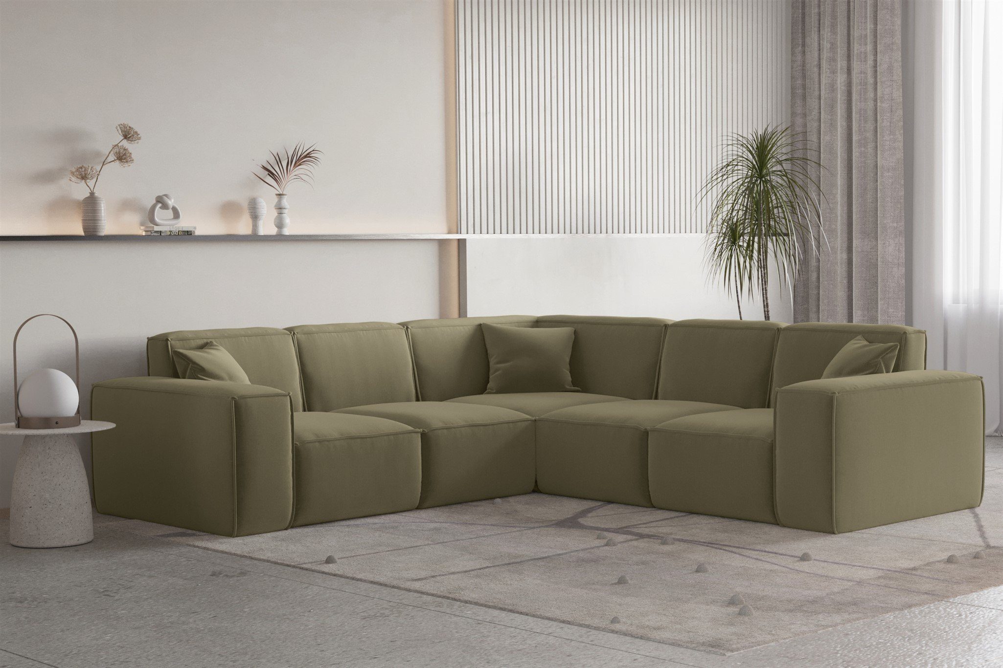 Fun Möbel Ecksofa PREMIUM CELES 3 Universal Seite Inkl. Designersofa Ecksofa Zierkissen in Stoff