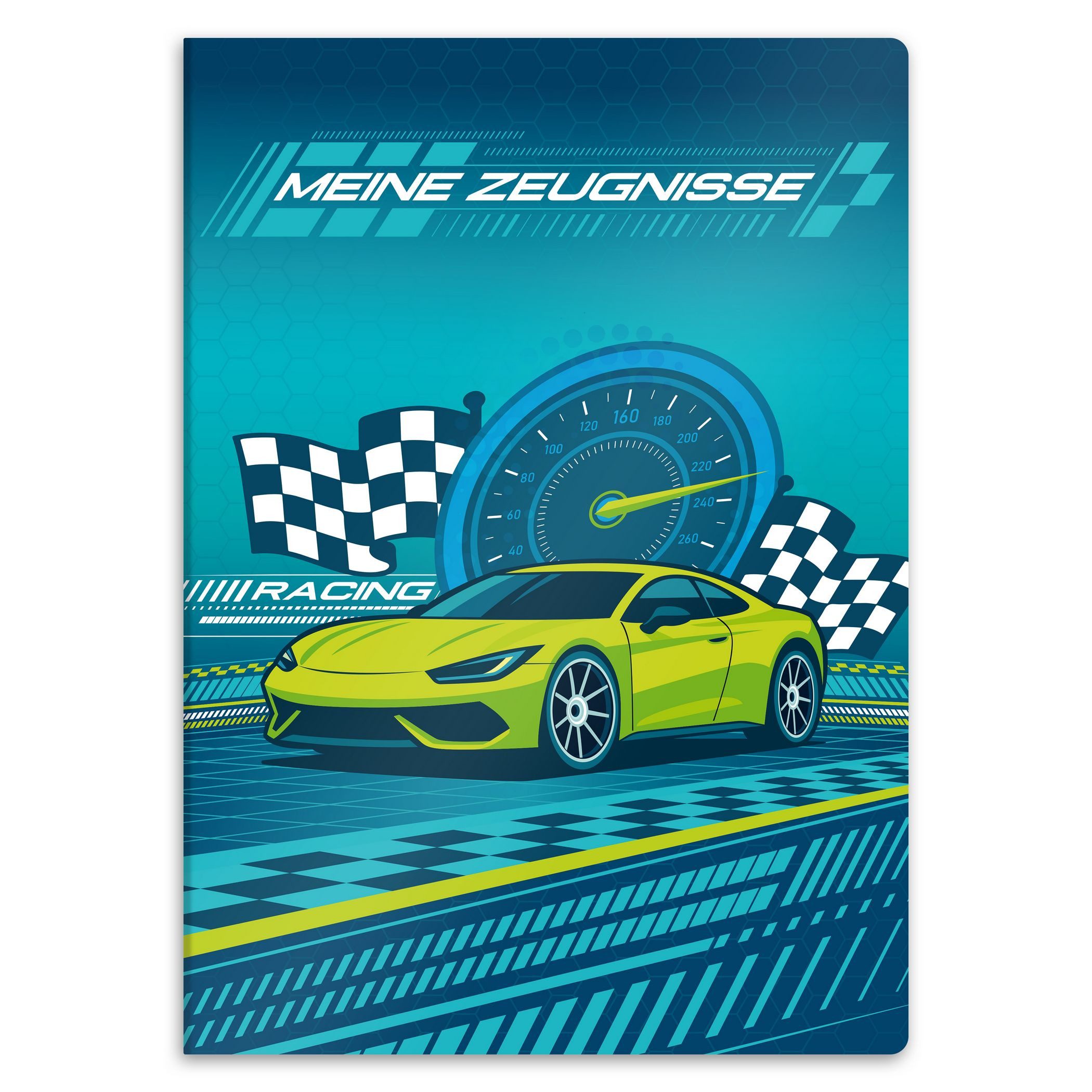 itenga Organisationsmappe itenga Zeugnismappe A4 Kunststoff Sichtbuch Motiv Rennauto NITRON