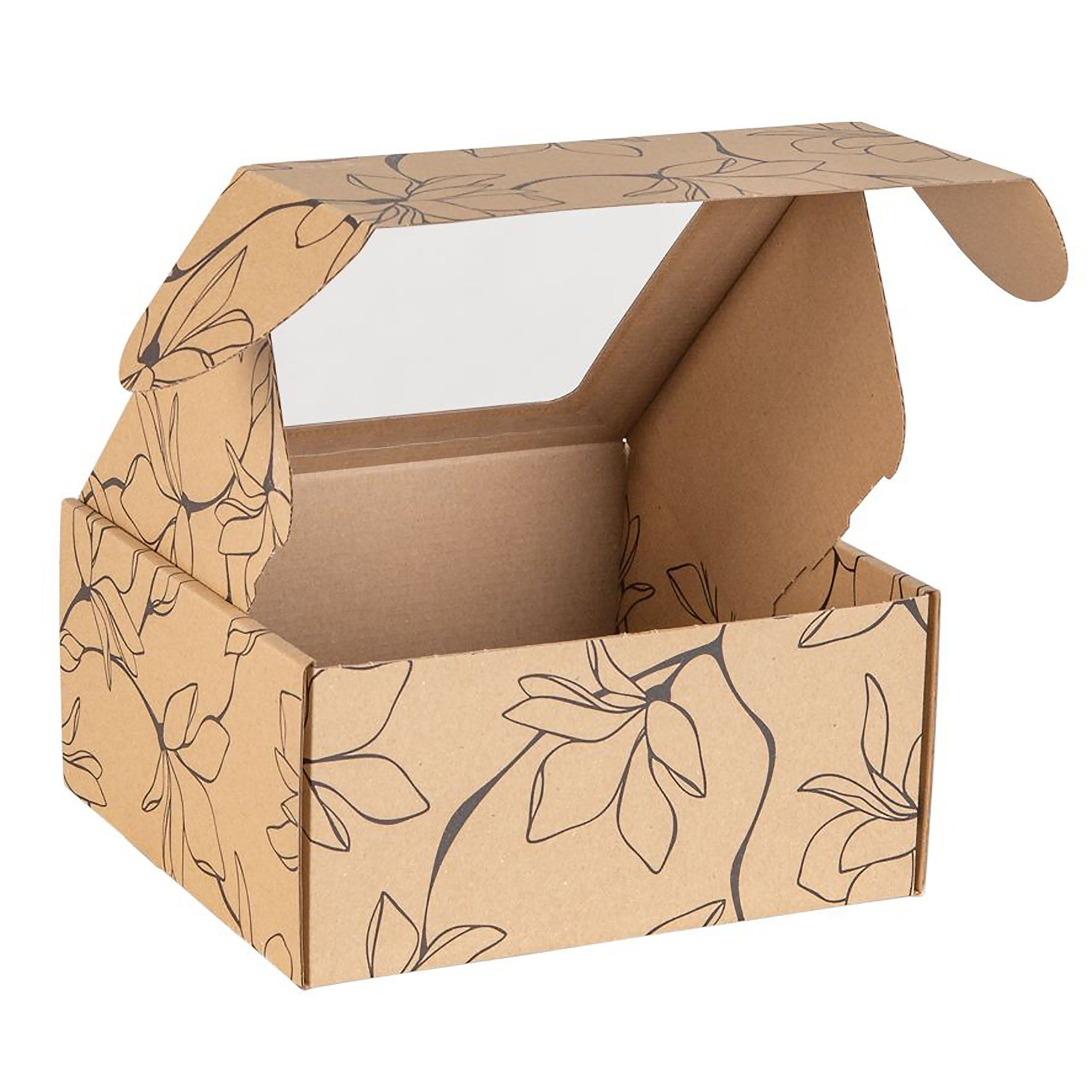 Thumbnail - Sarcia.eu Geschenkbox Rechteckige Geschenkbox mit Sichtfenster, Blumendruck 20x20x10 cm x3