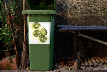 MuchoWow Wandsticker Aquarell - Sprossen - Gemüse (1 St), Mülleimer-aufkleber, Mülltonne, Sticker, Container, Abfalbehälter