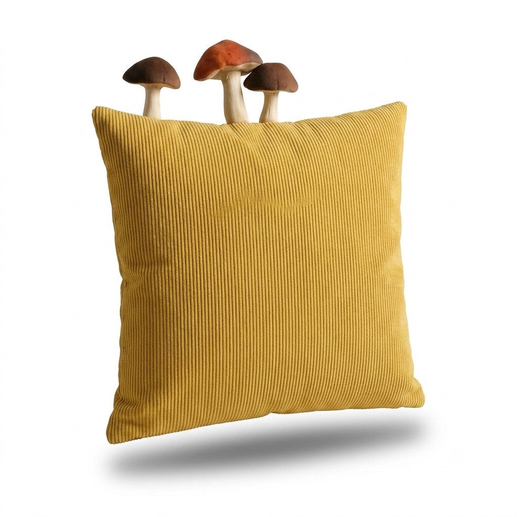Home-trends24.de Kissenhülle 3-D Kissenhülle Pilze Kissen Bezug Cordoptik Couch Deko