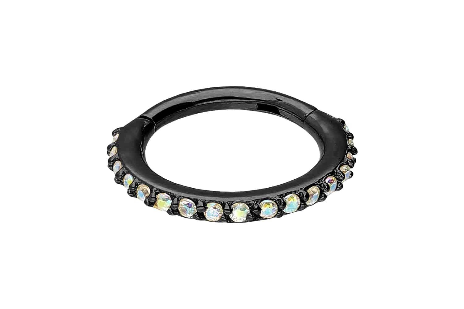 PIERCINGLINE Nasenpiercing Chirurgenstahl Segmentring Clicker EINGEFASSTE günstig online kaufen
