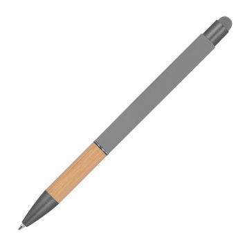 Livepac Office Kugelschreiber Touchpen Kugelschreiber mit Griffzone aus Bambus / Farbe: grau