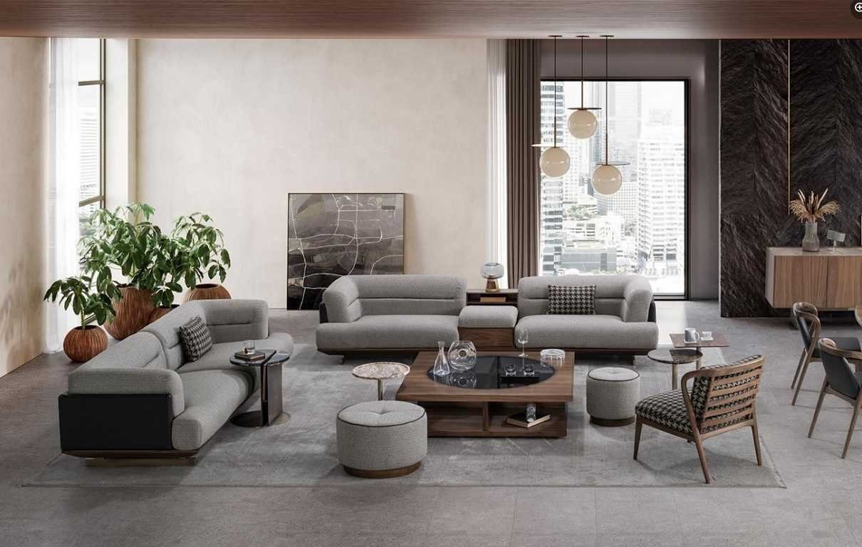 JVmoebel Wohnzimmer-Set Luxus Wohnzimmer Set Sofa mit Sessel Modernen Design, (8-St), Made in Europa