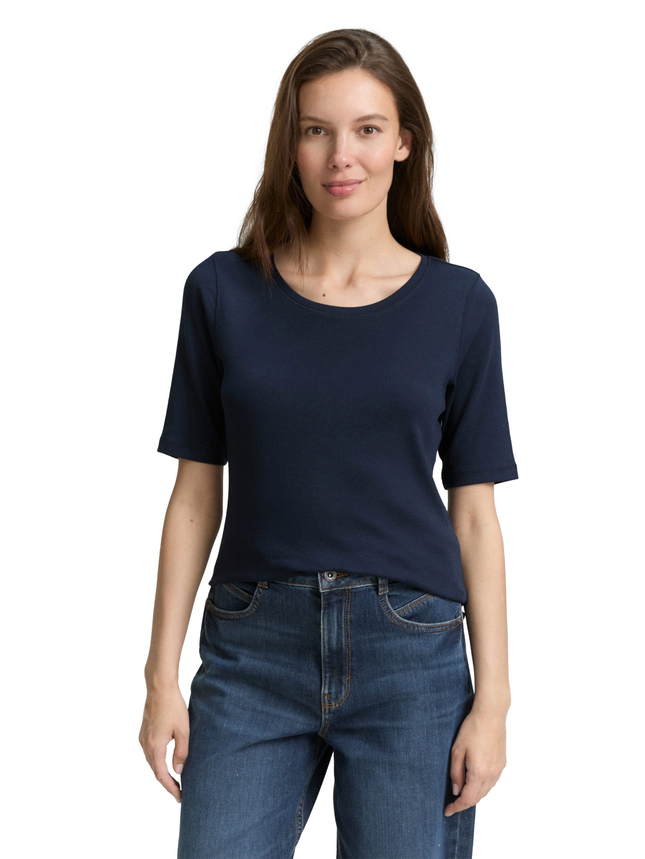 TOM TAILOR T-Shirt mit großem Rundhalsausschnitt günstig online kaufen