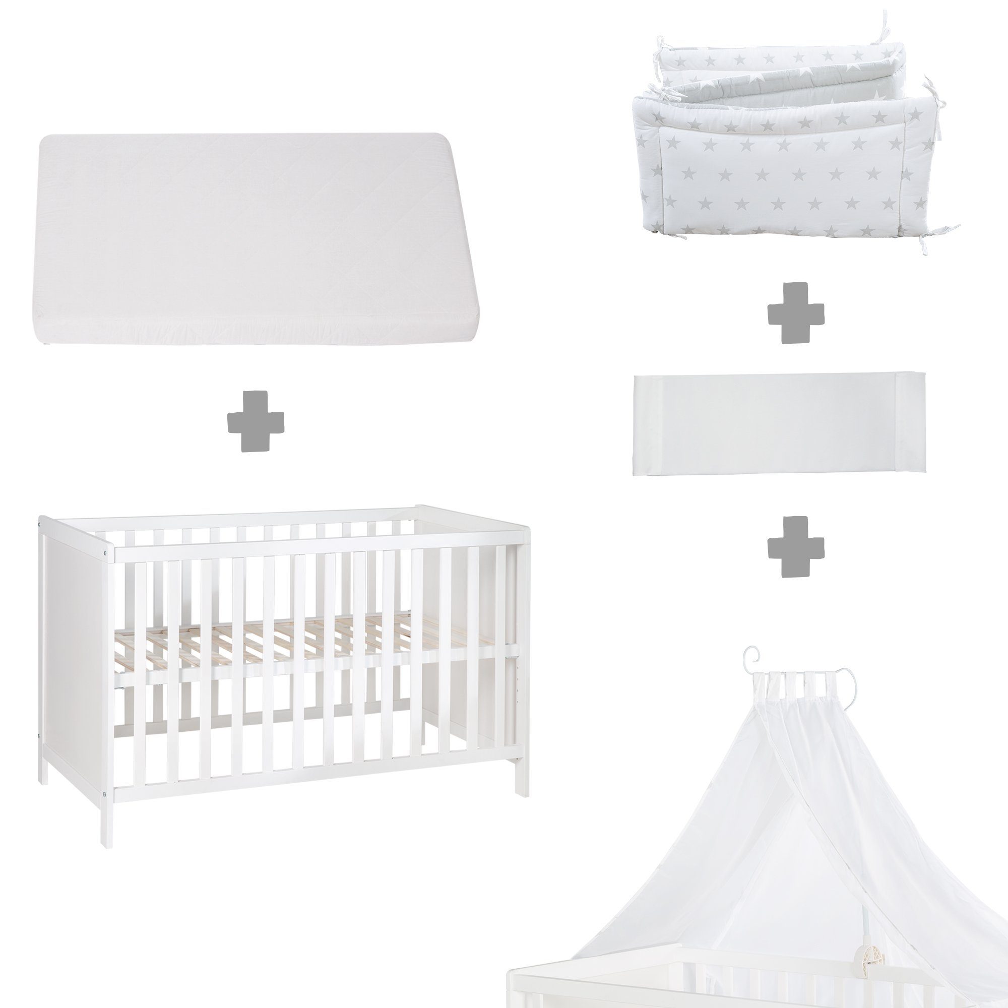 roba® bedside crib stars grey, convertible bedside crib & baby bed