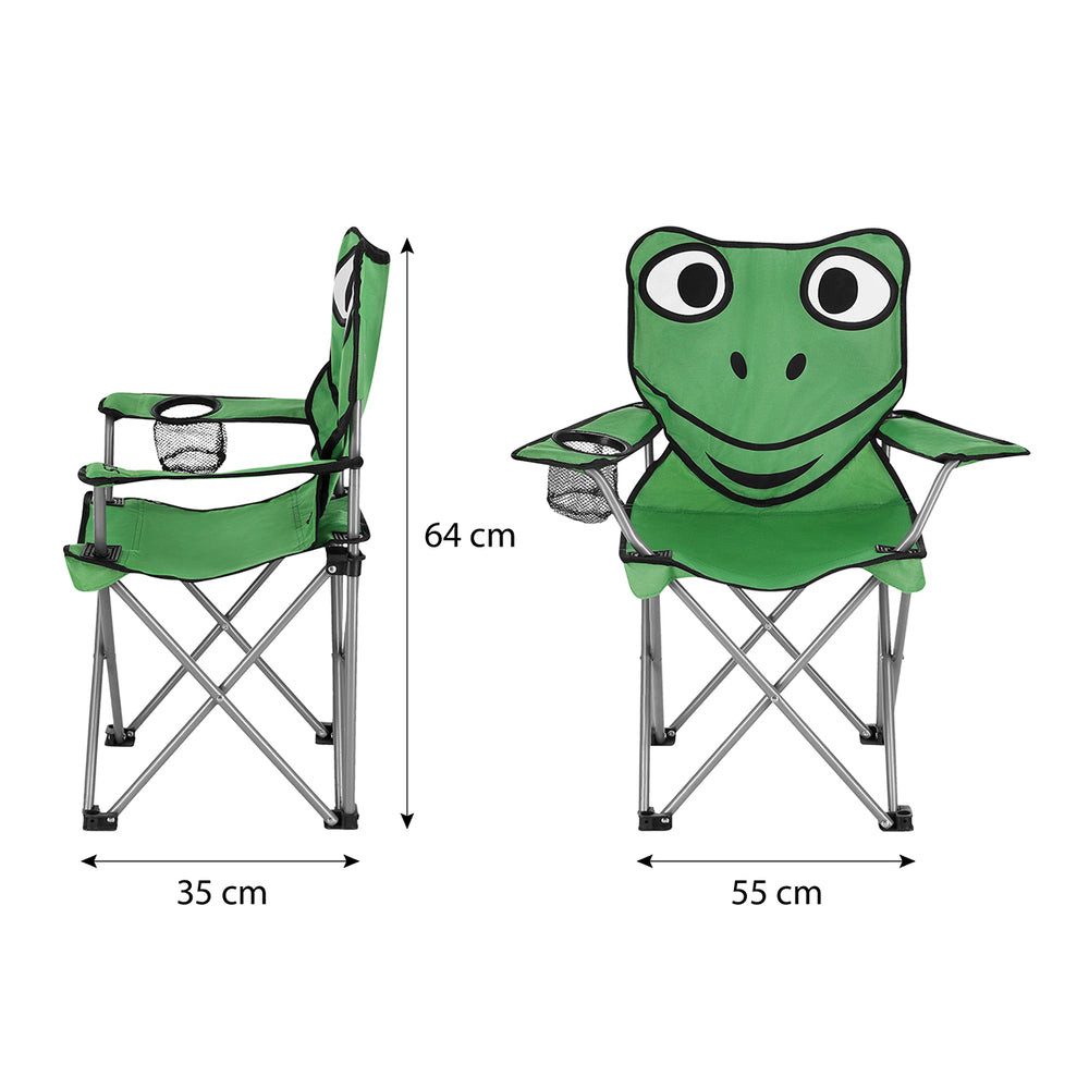 Nils Kinderstuhl Kinderfaltstuhl Campingstuhl Klappstuhl (Spar-Set, 1 St), Frosch-Motiv, faltbar, Becherhalter, Tragetasche