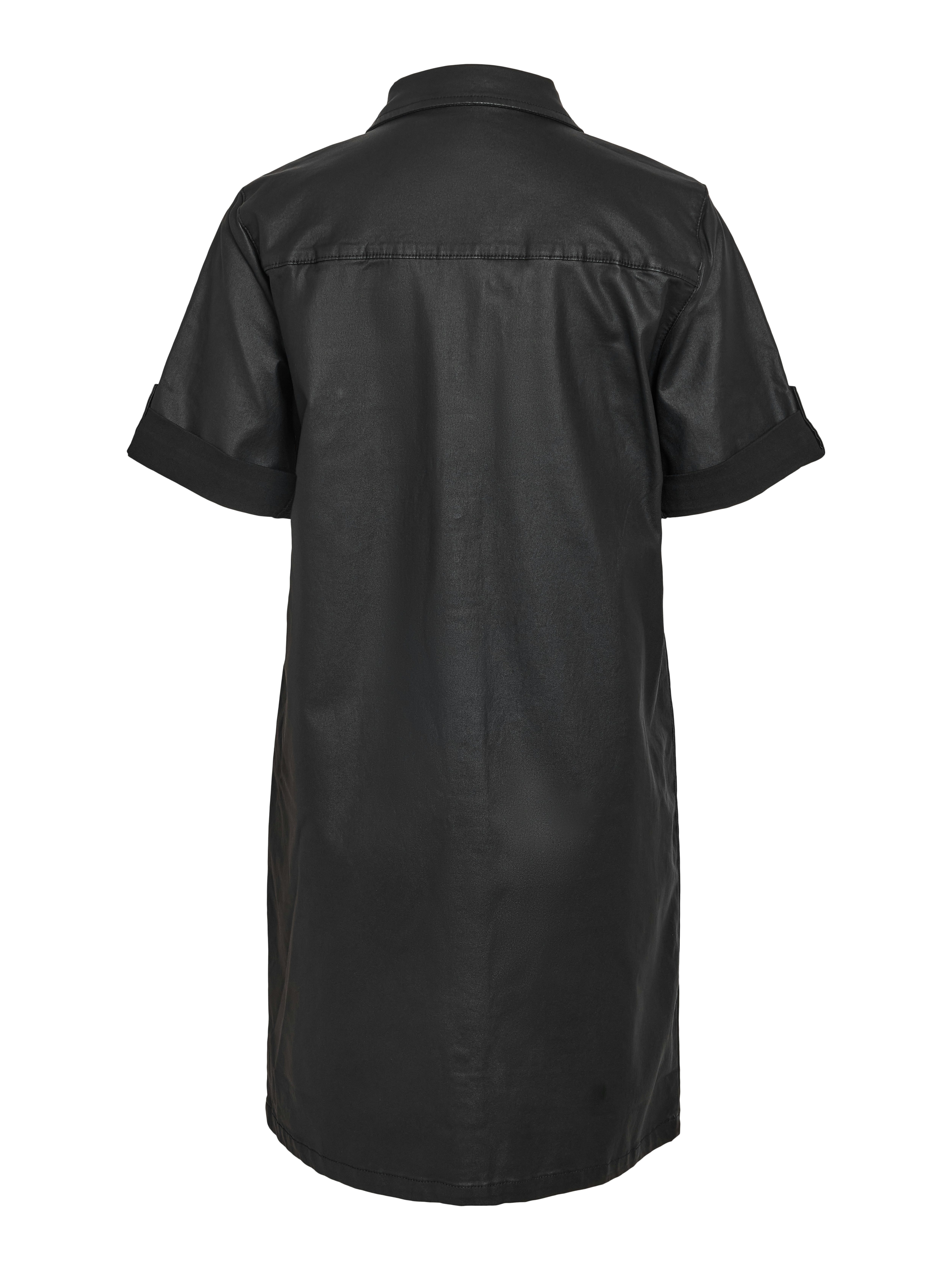 Noisy may Jeanskleid NMNEW SIGNE S/S COATED DENIM DRESS NOOS im Leder-Look