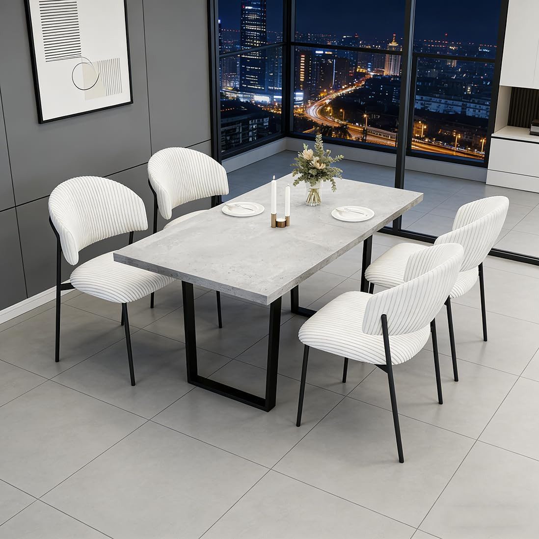 Jiexi Esszimmerstuhl Modernes Esszimmerstuhl-Set in Cord-Optik, bequem & stabil