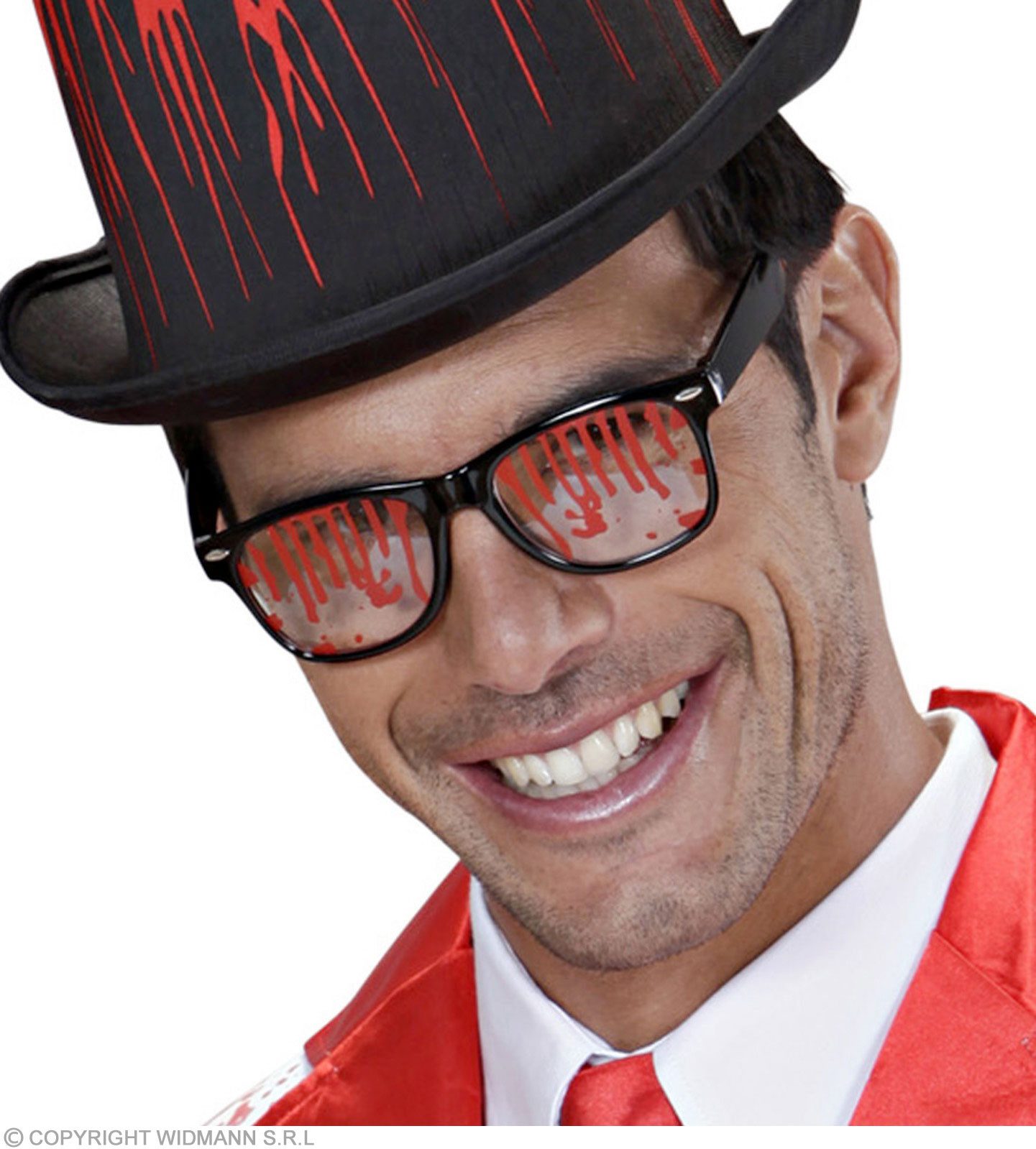 Widmann S.r.l. Verkleidungsmaske Brille mit Blut befleckt, Schwarz Rot