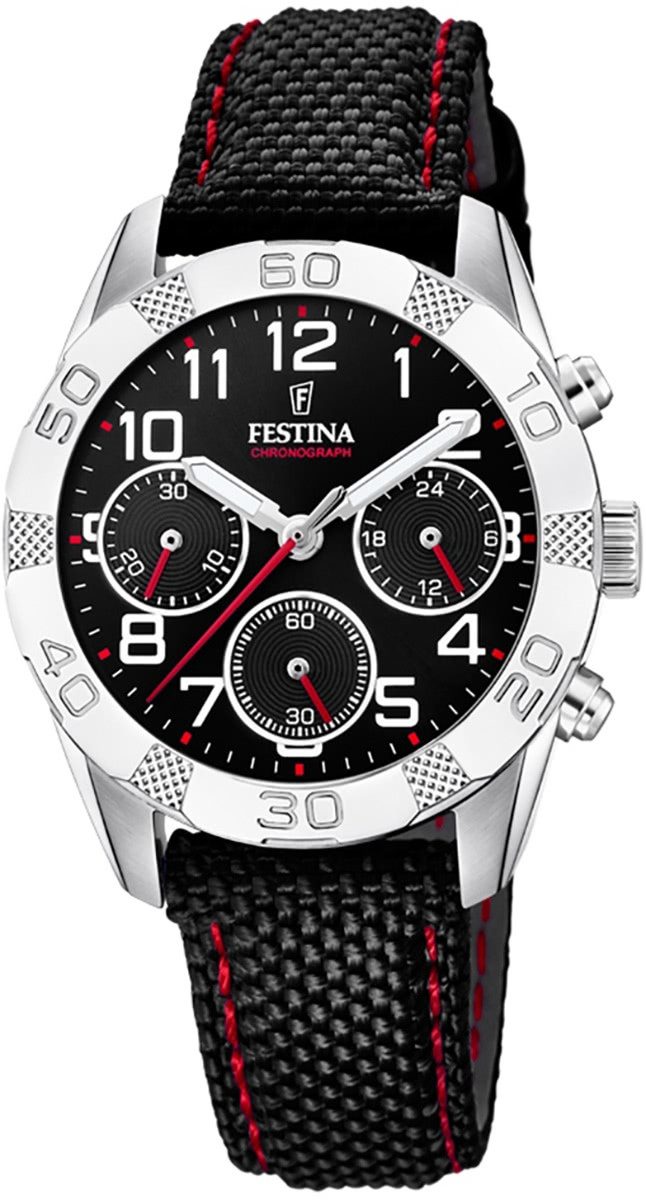 Festina Quarzuhr Festina Kinder Uhr F20346/3 Leder/PUband, (Analoguhr), Kinder Armbanduhr rund, Leder/PURarmband schwarz
